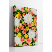 KOSS Dijital Canlı Çiçek Aranjmanı Tasarımlı Dekoratif Renkli Kanvas Tablo Modern Duvar Sanatı