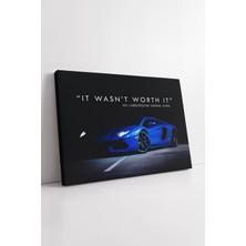 KOSS Dijital Lüks Spor Araba Motivasyon Kanvas Tablo Mavi Lamborghini Ilham Verici Modern Çalışma Dekoru