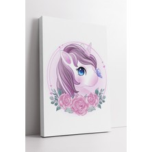 KOSS Dijital Güllü Unicorn Çocuk Odası Kanvas Tablo Mor Yeleli Sevimli Kelebek Temalı Dekoratif Sanat