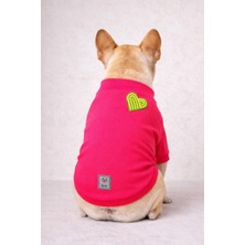 Miniş Yellow Heart Neon Pink Esnek Basic Kaşkorse Köpek Sweatshirtü