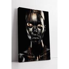KOSS Dijital Altın Akış Efektli Siyah Portre Kadın Figürü Maskülen Modern Tarz Estetik Sanatsal Kanvas Tablo