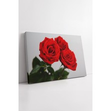 KOSS Dijital Kırmızı Gül Buketi Kanvas Tablo Romantik Çiçek Temalı Modern Şık Duvar Dekoru Salon Tasarımı