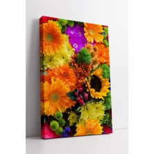 KOSS Dijital Turuncu Sarı Çiçek Aranjmanlı Enerjik Renklerde Modern Dekoratif Canlı Tasarım Kanvas Tablo