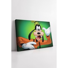 KOSS Dijital Goofy Yeşil Arka Plan Neşeli Çizgi Film Karakteri Çocuk Odası Renkli Dekoratif Kanvas Tablo