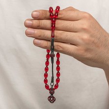 Katre46 Gümüş Kazaz Püsküllü Sıkma Kehribar Tesbih