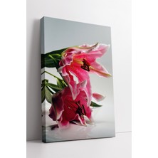 KOSS Dijital Zarif Pembe Zambak Çiçeği Temalı Aydınlık Dekoratif Duvar Sanatı Modern Kanvas Tablo