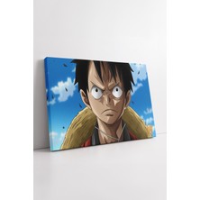 KOSS Dijital Anime One Piece Luffy Kararlı Bakış Sahnesi Epik Ifade Detaylı Çizim Tarzı Dekoratif Kanvas Tablo