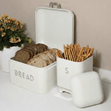 Sarkap Home Krem Galvaniz Bread Küçük Boy Ekmeklik & Storage Kutu Set