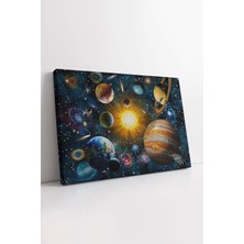 KOSS Dijital Samanyolu Gezegenler Uzay Dünya Güneş Ay Ofis Antre Salon Için Dekoratif Soyut Kanvas Duvar Tablosu