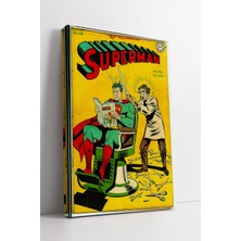 KOSS Dijital Retro Superman Berber Temalı Renkli Kanvas Tablo Kuaför Dekoru Eski Çizgi Tarzı Duvar Sanatı