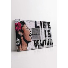KOSS Dijital Life Is Beautiful Kanvas Tablo, Grafiti Tablo, Hayat Güzeldir Kanvas, Modern Tablo, Dekoratif Tablo