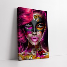 KOSS Dijital Pop Art Renkli Kadın Kanvas Tablo