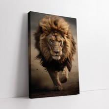 KOSS Dijital Motive Edici Aslan Fotoğrafı Doğa Dekoratif Kanvas Tablo, Ormanların Kralı Aslan Motivasyon Tablo