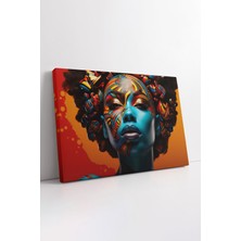 KOSS Dijital Mistik Renkli Afrikalı Kadın Portresi Dekoratif Kanvas Tablo, Pop Art Zenci Kadın Duvar Dekoru