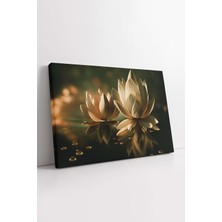 KOSS Dijital Beyaz Lotus Çiçeği Kanvas Tablo, Dekoratif Beyaz Çiçek Tablo, Her Mekana Uygun Dekoratif Tablo