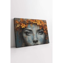 KOSS Dijital Sarı Yapraklar Tasarım Kanvas Tablo, Kadın Çizim Kanvas Tablo, Dekoratif Hd Baskı, Premium Tablo