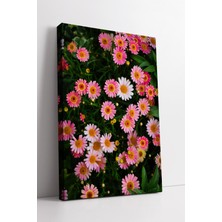 KOSS Dijital Pembe Papatya Bahçesi Temalı Canlı Çiçek Desenli Modern Dekoratif Duvar Kanvas Tablo
