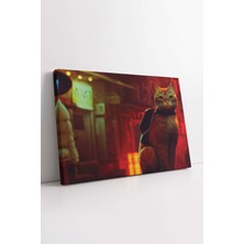 KOSS Dijital Stray Macera Oyunu Kedi Dekoratif Kanvas Tablo, Bilgisayar Odası Için Kedi Stray Duvar Dekoru