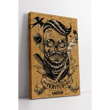 KOSS Dijital Gotik Barber Skull Çizim Kanvas Tablo Karanlık Stil Berber Sanatı Vintage Detaylı Dekor