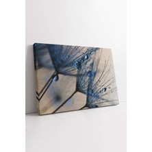 KOSS Dijital Mavi Karahindiba Çiçeği Su Damlacıkları Dekoratif Kanvas Tablo, Salon Antre Için Çiçek Duvar Dekoru