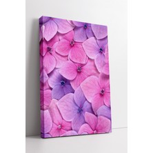 KOSS Dijital Pembe Mor Ortanca Desenli Canlı Renkli Modern Çiçek Temalı Dekoratif Duvar Kanvas Tablo