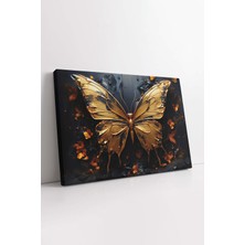 KOSS Dijital Altın Kelebek Kanvas Tablo, Lüks Altın Kelebek Kanvas, Altın Renk Tabklo, Premium Kalite Lüks Kanvas