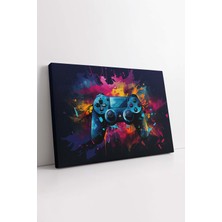 KOSS Dijital Oyun Konsolu Kanvas Tablo, Oyuncu Kolu Tablo, Neon Oyuncu Kanvas, Premium Dekor Tablo, Lüks Tablo