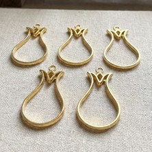 Tahtakale Toptancı Epoksi Lale Model Metal Kolye Takı Ucu (5 Adet)  Gold