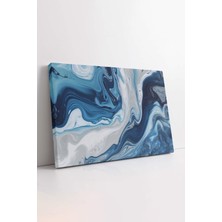 KOSS Dijital Mavi ve Beyaz Tonlarda Soyut Mermer Desenli Dekoratif Kanvas Tablo, Ev Ofis Antre Için Duvar Dekoru