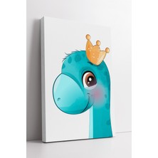 KOSS Dijital Taçlı Mavi Dinozor Sevimli Çocuk Odası Duvar Dekoru Modern Tarz Kanvas Tablo Modeli