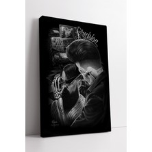 KOSS Dijital Karanlık Tonlarda Barber Precision Temalı Modern Berber Dekoru Için Şık Kanvas Tablo