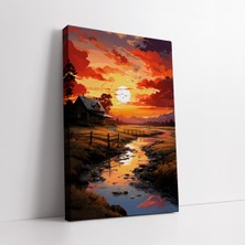 KOSS Dijital Soyut Gün Batımı ve Doğa Manzarası Kanvas Tablo