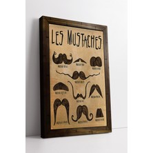 KOSS Dijital Les Mustaches Retro Bıyık Çeşitleri Çizimli Berber Temalı Dekoratif Vintage Kanvas Tablo
