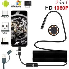 Die Grup Endoskop 3 In 1 Yılan Kamera USB Micro USB Type-C 20 Metre Sert Kablo DIEGRP-RSKRGLT34