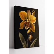 KOSS Dijital Sarı Orkide Çiçeği Detaylı Kanvas Tablo | Doğal Çiçek Sanatı ile Sıcak Duvar Dekor Tasarımı