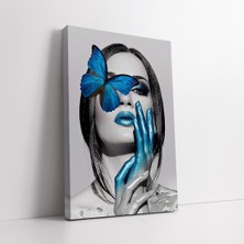 KOSS Dijital Mavi Kelebekli Kadın Kanvas Tablo