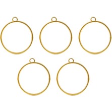 Tahtakale Toptancı Epoksi Yuvarlak Daire Model Metal Kolye Takı Ucu (5 Adet)  Gold