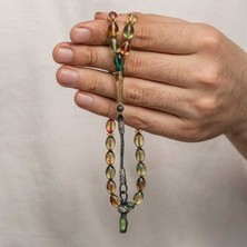 Katre46 Gümüş 1000 Ayar Kazaz Püsküllü Sıkma Kehribar Tesbih