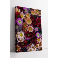 KOSS Dijital Renkli Kasımpatı Buketleri Temalı Canlı Çiçek Desenli Modern Dekoratif Duvar Kanvas Tablo