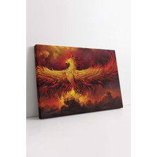KOSS Dijital Anka Kuşu Yeniden Doğuş Sarı ve Kırmızı Tonlarda Soyut Dekoratif Yatay Kanvas Tablo, Premium Kalite