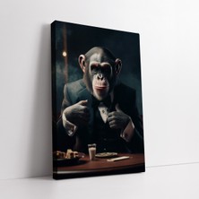 KOSS Dijital Takım Elbiseli Maymun Dekoratif Kanvas Tablo, Salon Yatak Odası Antre Ofis Için Dekor, Trend Tasarım