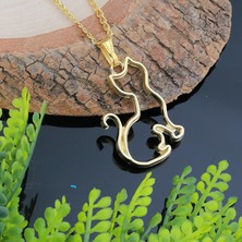 Tahtakale Toptancı Epoksi Oturan Kedi Model Metal Kolye Takı Ucu (5 Adet)  Gold