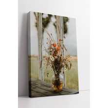 KOSS Dijital Kır Çiçekleri ve Buğday Başakları Vazolu Rustik Tarz Doğal Dekoratif Çiçek Temalı Kanvas Tablo