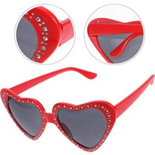 Karahanbey Kalp Taşlı Parti Gözlüğü Kırmızı