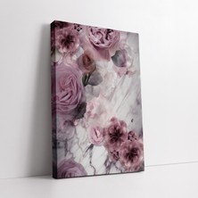 KOSS Dijital Mermer Desenli Soyut Pembe Çiçekler Dekoratif Kanvas Tablo, Ofis Oturma Odası Antre Yatak Odası