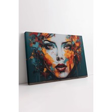 KOSS Dijital Kadın Yüzü Popart Kanvas Tablo, Insan Portresi Kanvas, Soyut Renkli Dekokratif Tablo, Premium Dekor