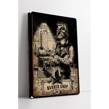 KOSS Dijital Vintage Berber Illüstrasyonlu Retro Stil Barber Shop Konsept Modern Dekoratif Kanvas Tablo