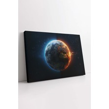 KOSS Dijital Küresel Isınma ve Dünya Kanvas Tablo, Uzay Tablo, Dünyanın Iki Yüzü Kanvas, Lüks Kanvas Tablo
