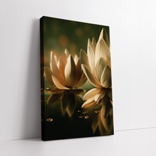 KOSS Dijital Altın Renkli Lotus Çiçekleri Kanvas Tablo