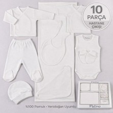 Petino 10 Parça Düz Desensiz Yenidoğan Hastane Çıkışı Seti Kız Bebek Erkek Bebek %100 Pamuk